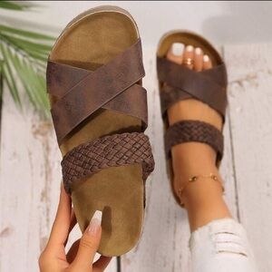 New. Brown Sandals for Women – Soft Cushioned Soles, Casual Warm Weather Wear